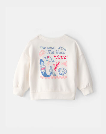 Baby Girl Mermaid French Terry Pullover Sweatshirt - Ivory, 