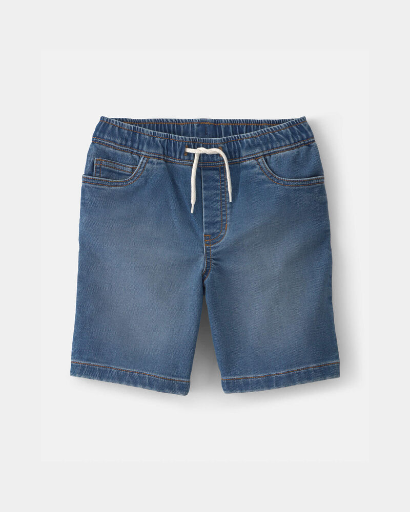 Boys Denim Drawstring Shorts - Medium Wash, image 1 of 4 slides