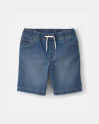 Boys Denim Drawstring Shorts - Medium Wash, image 1 of 4 slides