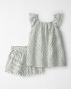 Girls 2-Piece Organic Cotton Gauze Top & Short Set in Floral, image 1 of 5 slides