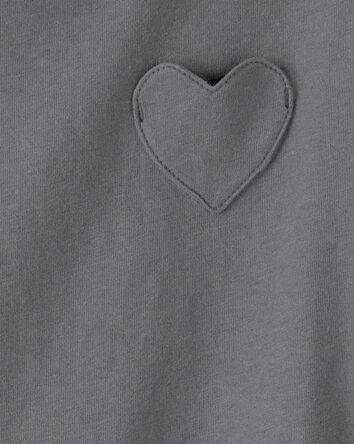 Toddler Girl Heart Pocket Top - Grey, 