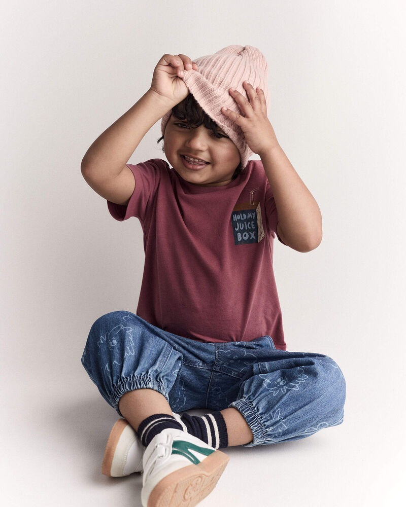 Toddler 'Hold My Juice Box' Short-Sleeve Relaxed Graphic Tee - Burgundy, image 5 of 6 slides