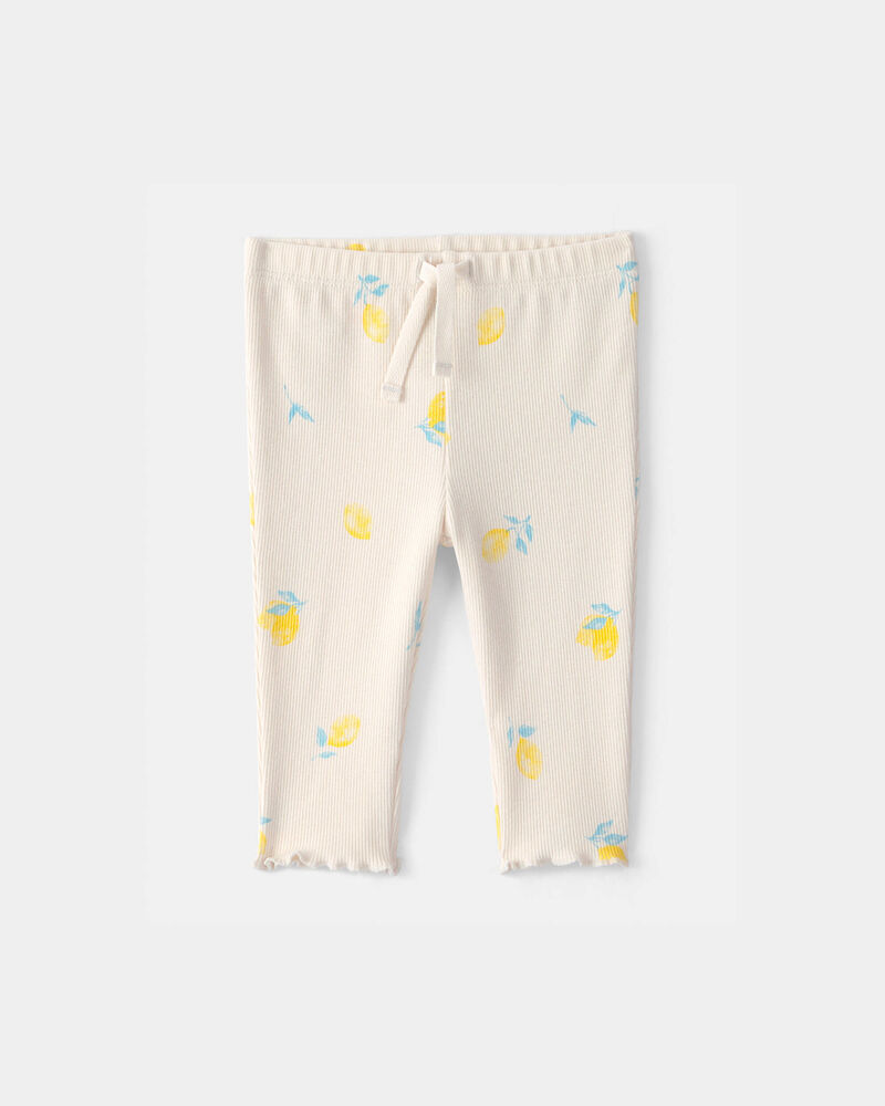 Baby Girl Lemon Rib Pants - Ivory, image 1 of 4 slides