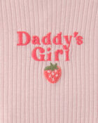 Baby Girl 'Daddy's Girl' Strawberry Short Sleeve Bodysuit & Pant Set - Pink, image 4 of 5 slides