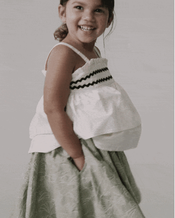 Toddler Girl Avenue Twirl&trade; Embroidered Midi Skirt in Floral Print - Green, 