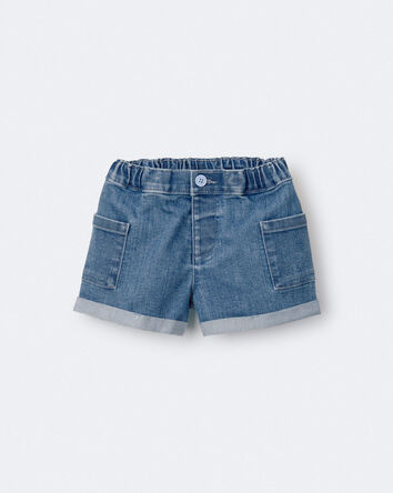 Toddler Girl Mom Shorts in Denim, 