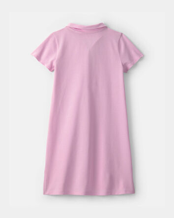Girls Uniform Piqu&eacute; Short-Sleeve Dress - Pink, 