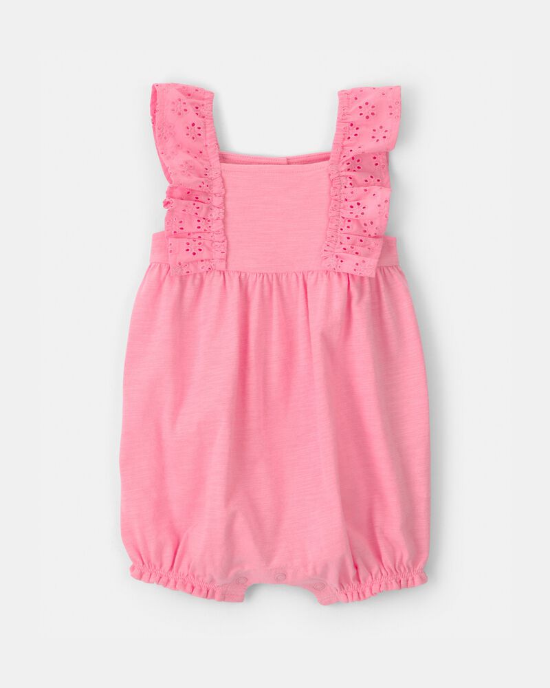 Baby Girl Eyelet Sleeveless Romper - Pink, image 1 of 3 slides