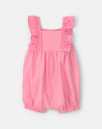 Baby Girl Eyelet Sleeveless Romper - Pink, 