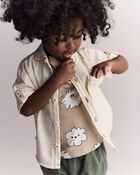 Toddler Boy Button-Down Short-Sleeve Shirt - Cream, image 1 of 6 slides