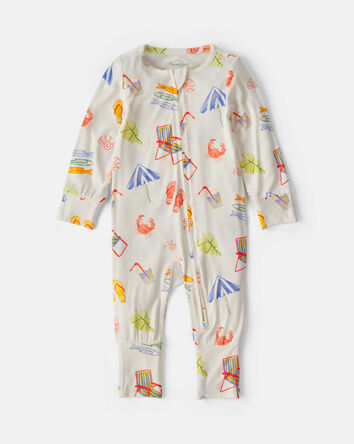Baby Beach PurelySoft&trade; 2-Way Zip Sleep & Play Pajamas - Cream, 