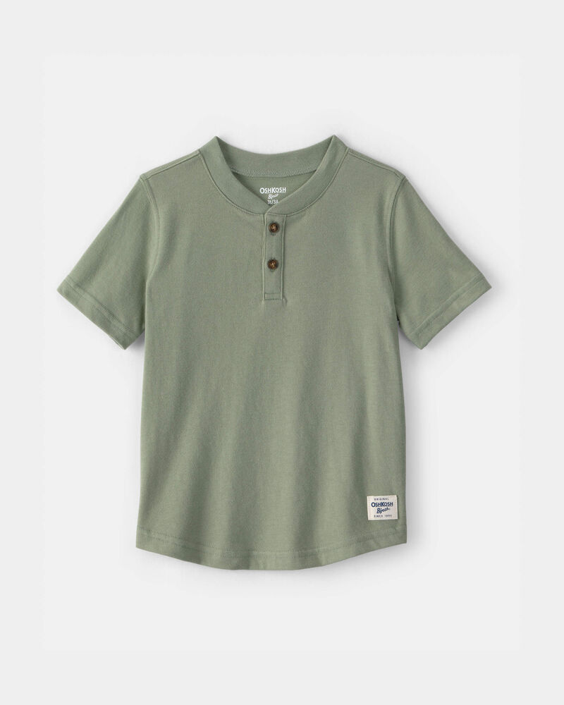Toddler Boy Short-Sleeve Henley T-Shirt - Olive, image 1 of 3 slides