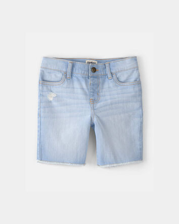 Girls Frayed Denim Skimmer Shorts - Light Wash, 