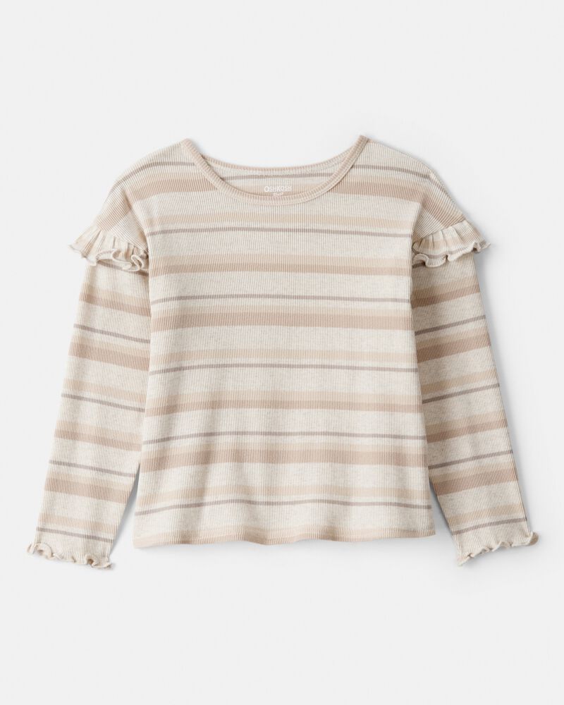 Toddler Girl Striped Long-Sleeve Top - Cream, image 1 of 3 slides