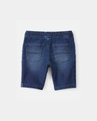 Boys Denim Drawstring Shorts - Dark Wash, image 2 of 4 slides