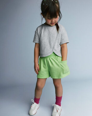Toddler Girl Swing Shorts with Pockets - Lime Green, 