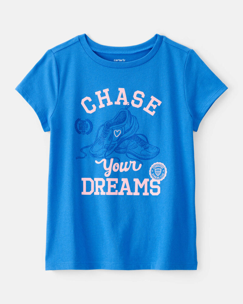Girls Track Short-Sleeve Graphic Tee - Blue, image 1 of 3 slides