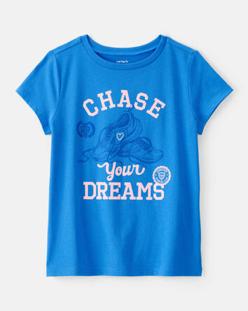 Girls Track Short-Sleeve Graphic Tee - Blue, 