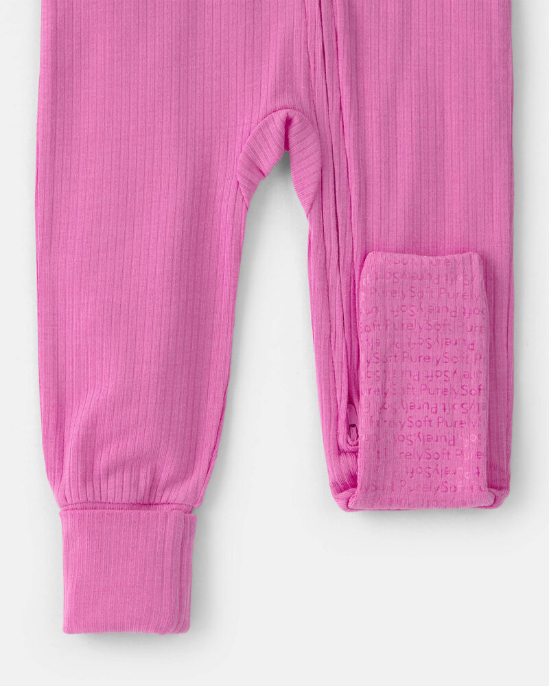 Baby Girl PurelySoft Snug Fit 1-Piece Pajama - Pink, image 5 of 9 slides
