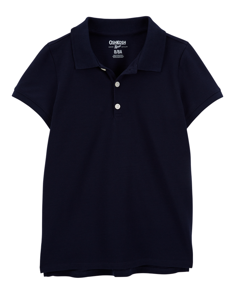 Girls Piqu&eacute; Polo Shirt - Navy, image 1 of 3 slides