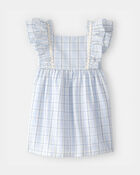 Toddler Girl Plaid Ruffle-Sleeve Dress - Blue/White, image 1 of 6 slides