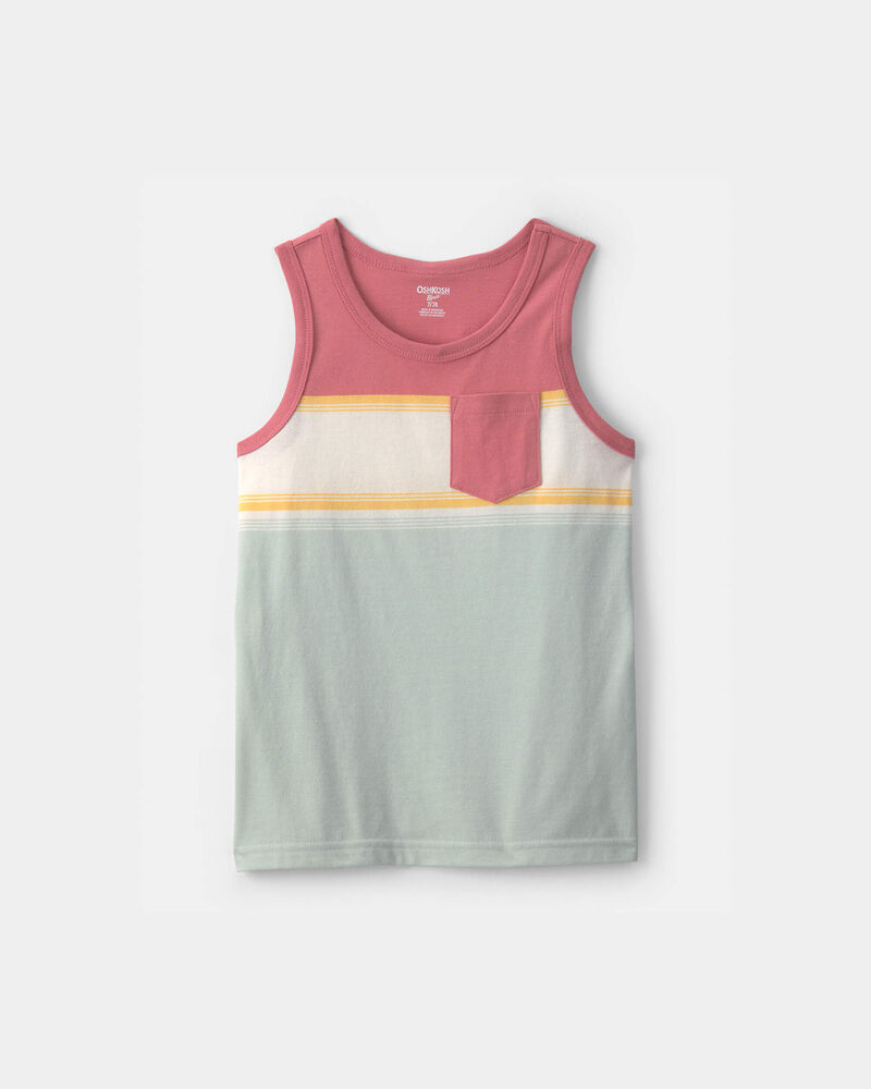 Boys Colorblock Pocket Tank Top - Red/Ivory/Blue, image 1 of 3 slides