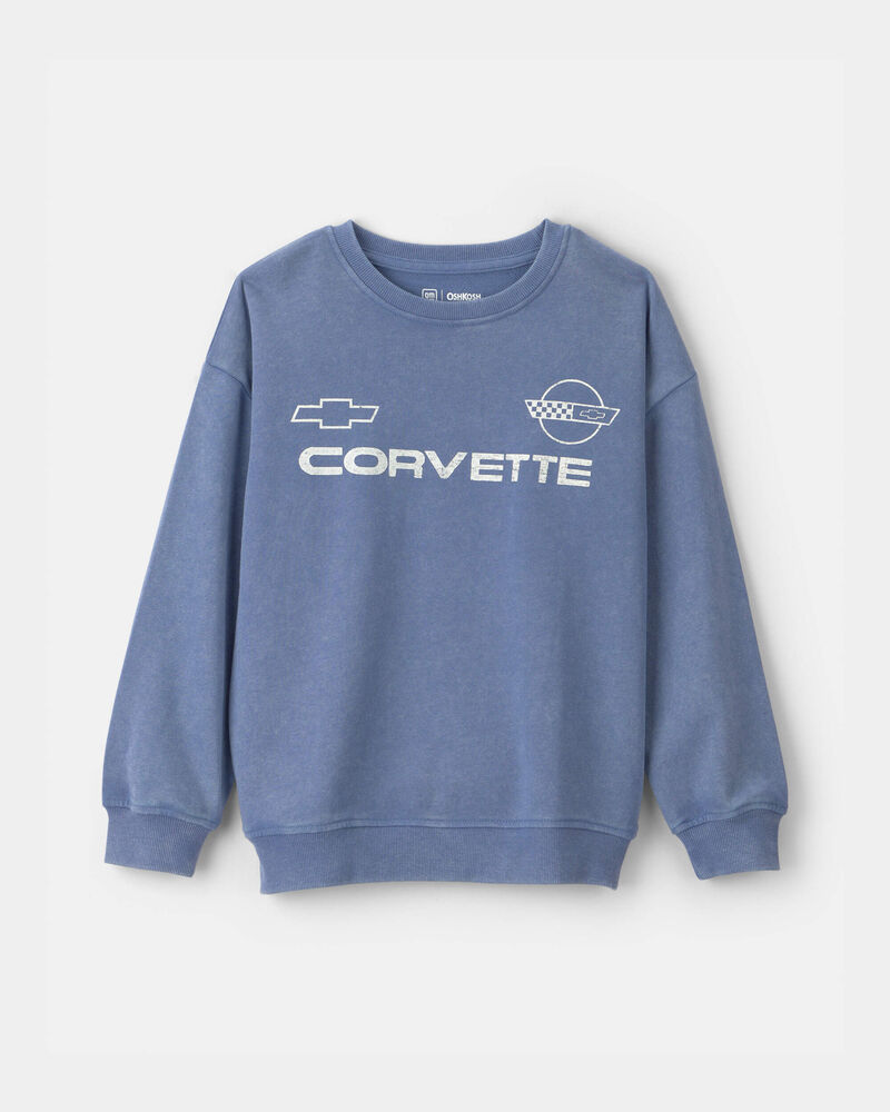 Boys Corvette French Terry Pullover Sweatshirt - Blue, image 1 of 4 slides