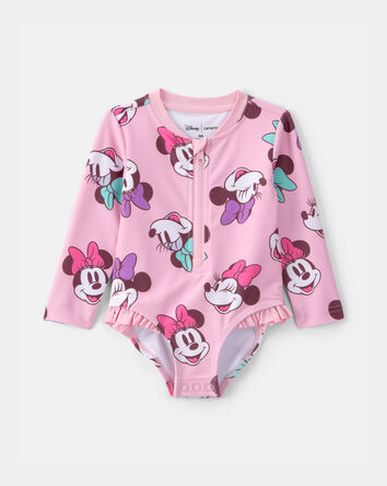 Baby Girl Disney&copy; Minnie Mouse 1-Piece Swimsuit Rashguard - Pink, 