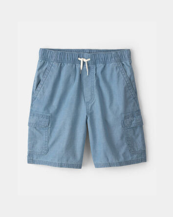 Boys Chambray Cargo Shorts - Light Wash, 