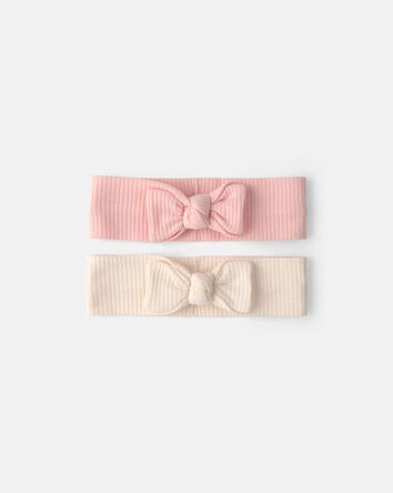 Baby Girl 2-Pack Headbands - Pink/Ivory, 