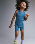 Toddler Girl Ribbed Playtime Tank Top - Blue, image 1 of 5 slides