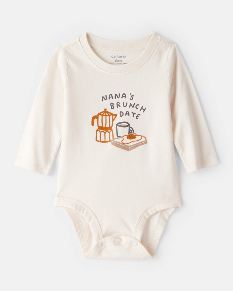 Baby Nana's Brunch Date Long-Sleeve Graphic Bodysuit - Cream, image 1 of 3 slides