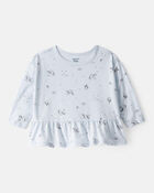 Baby Girl Unicorn Print Long-Sleeve Top - Blue, image 1 of 3 slides