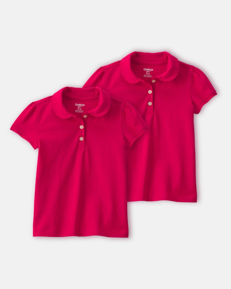 Toddler Girl 2-Pack Uniform Polo Shirts - Red, image 1 of 3 slides