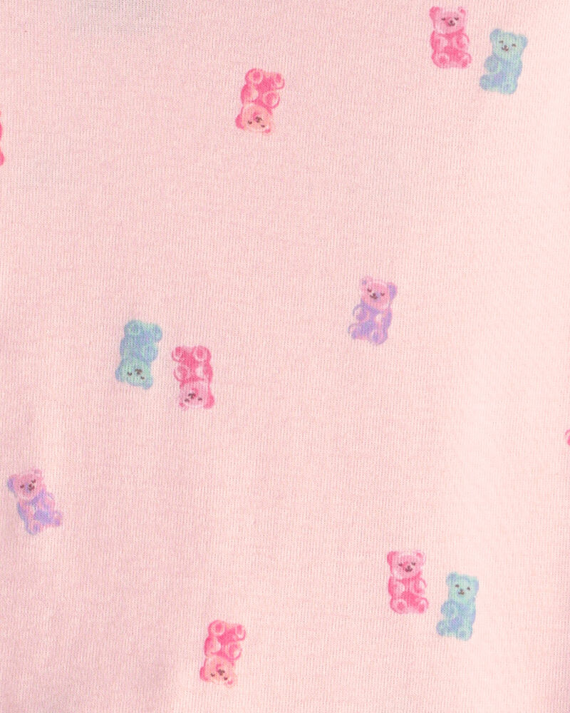 Girls Ice Cream 100% Cotton Short-Sleeve Snug Fit 4-Piece Pajama Set - Pink/Blue, image 3 of 4 slides