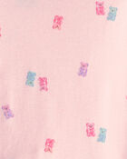 Girls Ice Cream 100% Cotton Short-Sleeve Snug Fit 4-Piece Pajama Set - Pink/Blue, image 3 of 4 slides
