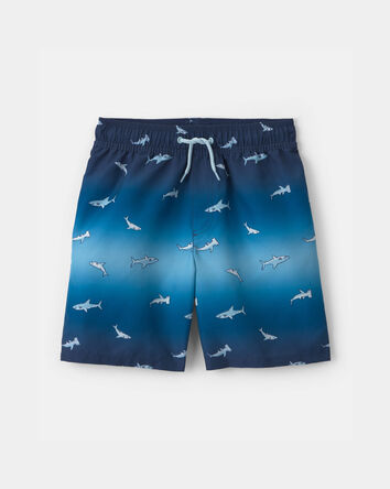Boys Shark Ombre Swim Trunks - Blue, 