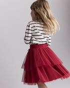 Toddler Girl Avenue Twirl&trade; Tiered Midi Skirt with Tulle - Red, image 6 of 7 slides