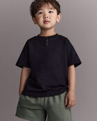Toddler Boy Henley Tee - Black, image 1 of 6 slides