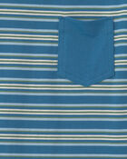 Boys Striped Short-Sleeve T-Shirt - Blue, image 2 of 3 slides