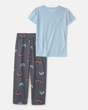 Boys Gaming Loose Fit 2-Piece Pajama Set - Blue/Grey, 