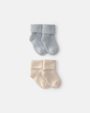 Baby 4-Pack Baby Booties - Blue/Ivory, 