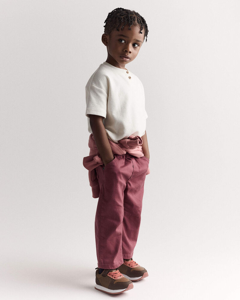 Toddler Boy Henley Tee with Pocket - Cream, image 6 of 7 slides