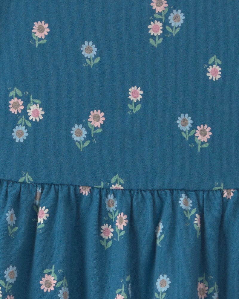 Toddler Girl Floral Short-Sleeve Dress - Navy Blue, image 3 of 4 slides
