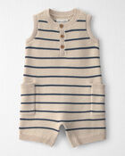 Baby Organic Cotton Knit Romper in Stripes, image 1 of 6 slides