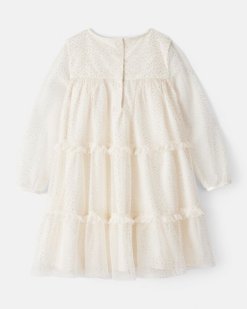 Toddler Girl Tulle Dress - Cream, image 3 of 5 slides