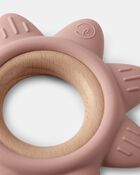 Baby Little Planet Silicone & Wood Teether - Pink, image 3 of 3 slides