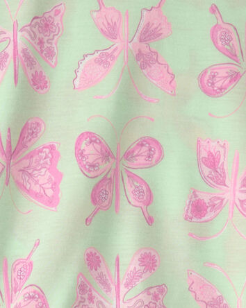 Girls Butterfly Loose Fit 2-Piece Pajama Set - Green, 