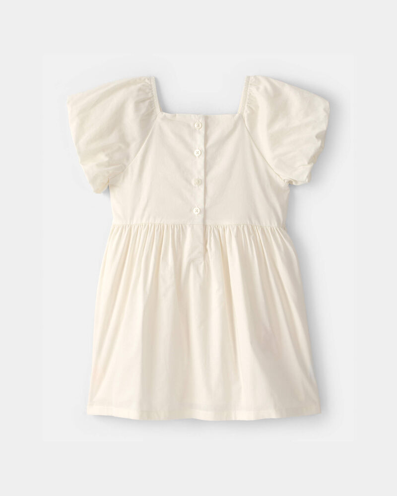 Toddler Girl Floral Puff Sleeve Dress - Ivory, image 4 of 6 slides
