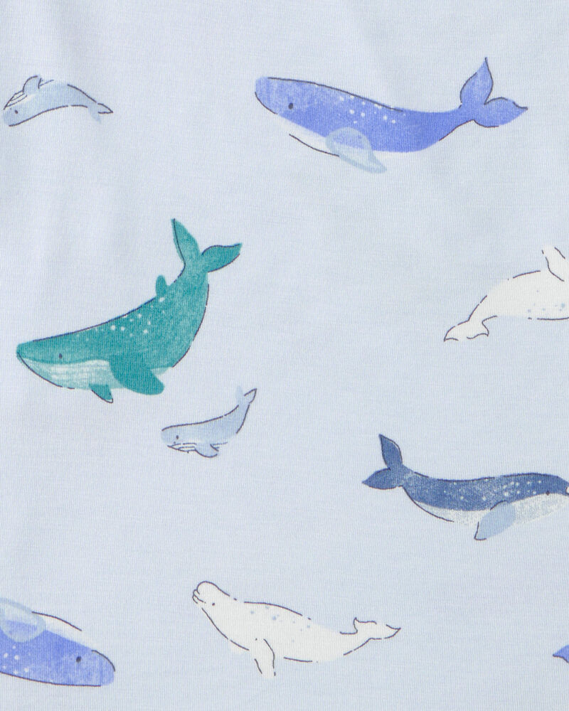Boys Whale PurelySoft Short-Sleeve Snug Fit 2-Piece Pajama Set - Blue, image 4 of 7 slides